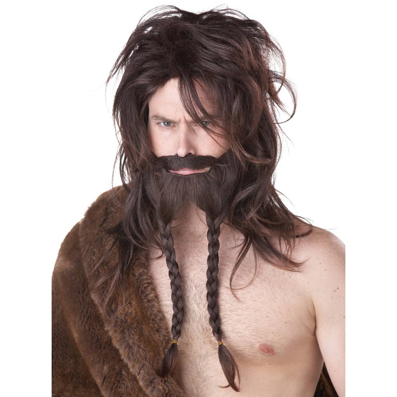 Deluxe Brown Viking Wig and Beard Set