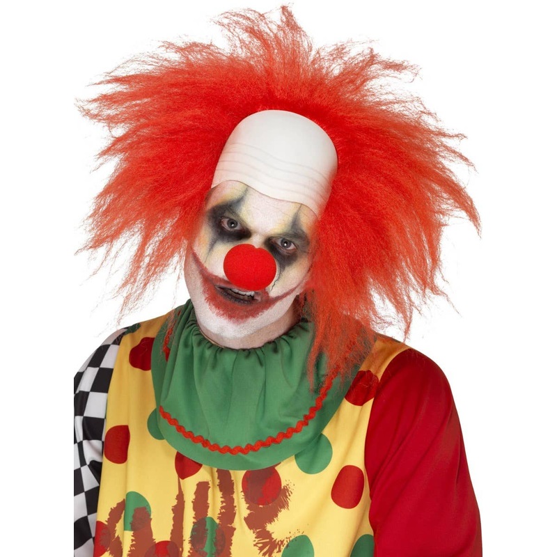 Deluxe Creepy Mens Red Clown Halloween Wig