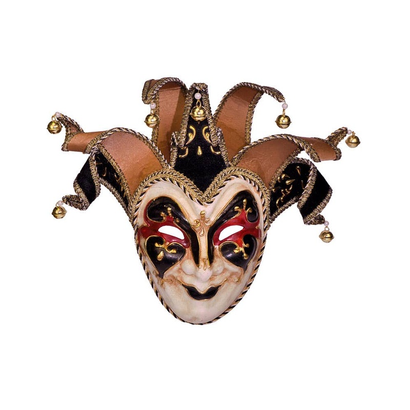 Deluxe Full Face Black Jester Masquerade Mask