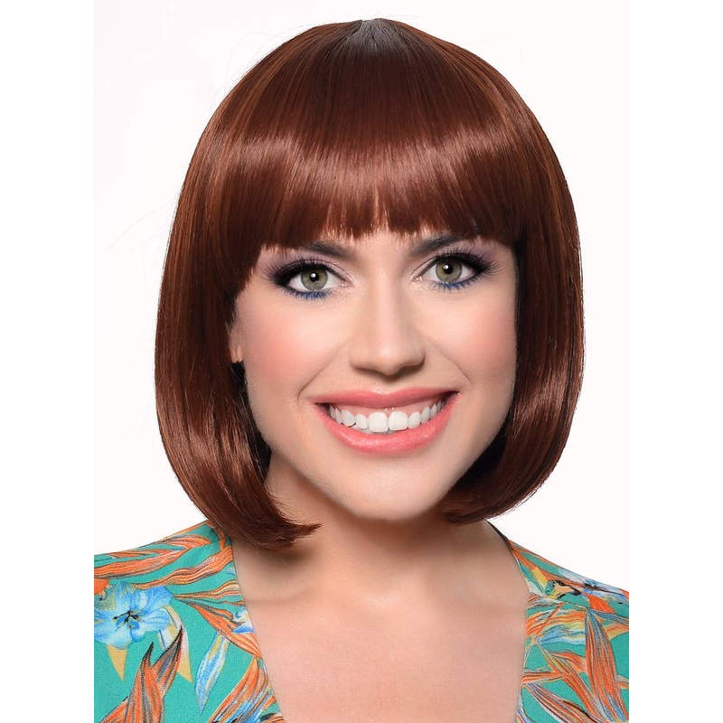 Short Chocolate Brown Heat Resistant Bob Fashion Wig with Fringe