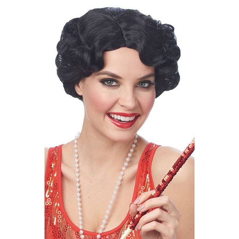 Darling Daisy Womens Short Curly Black Gatsby Costume Wig
