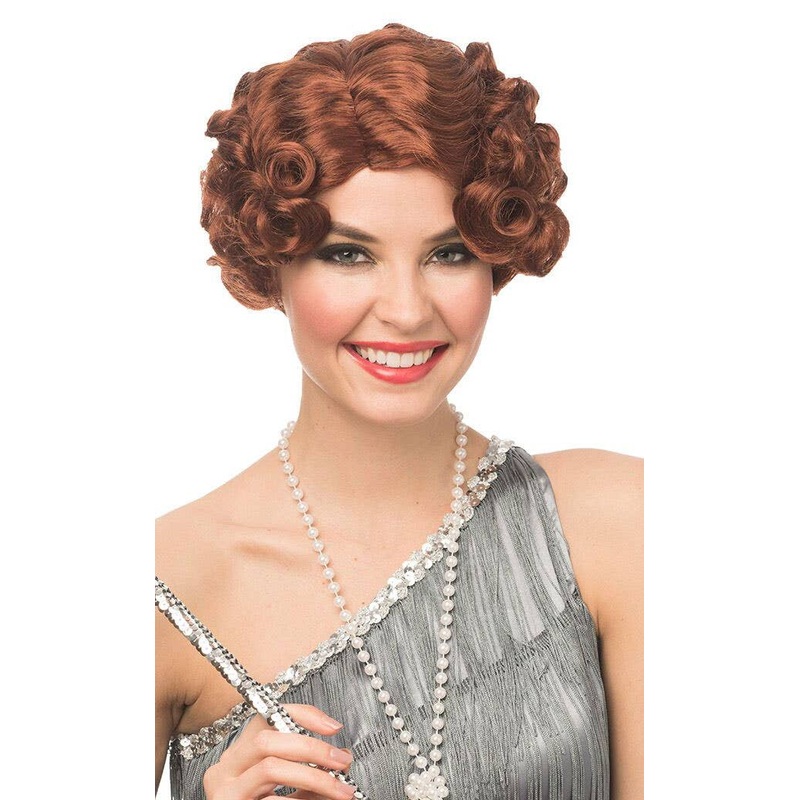 Darling Daisy Womens Short Curly Natural Red Gatsby Costume Wig