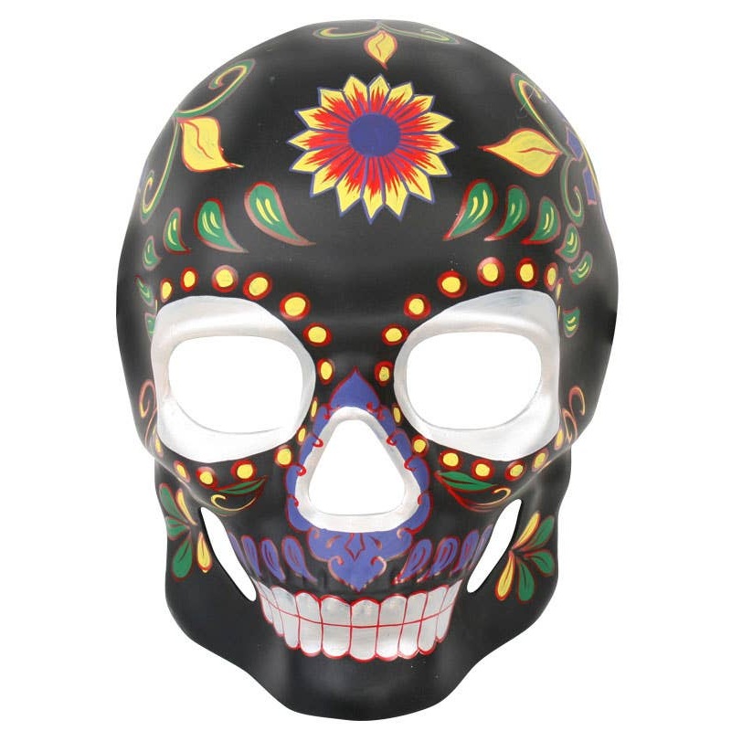 Day of the Dead Black and Yellow Daisy Masquerade Mask