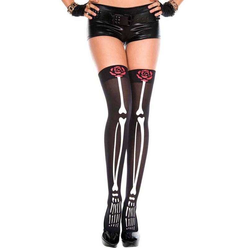 Day of The Dead Rose Thigh High Stockings