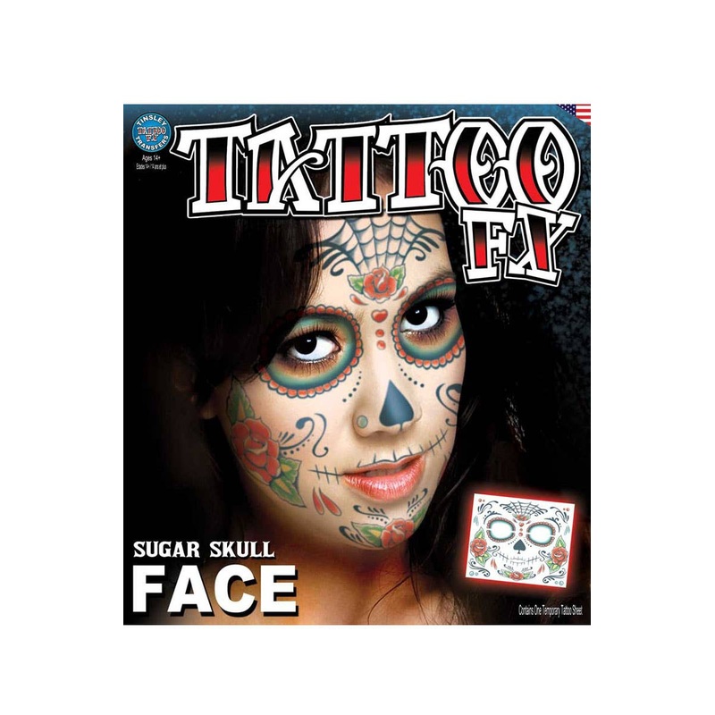 Day Of The Dead Skull Temporary Tattoo Makeup