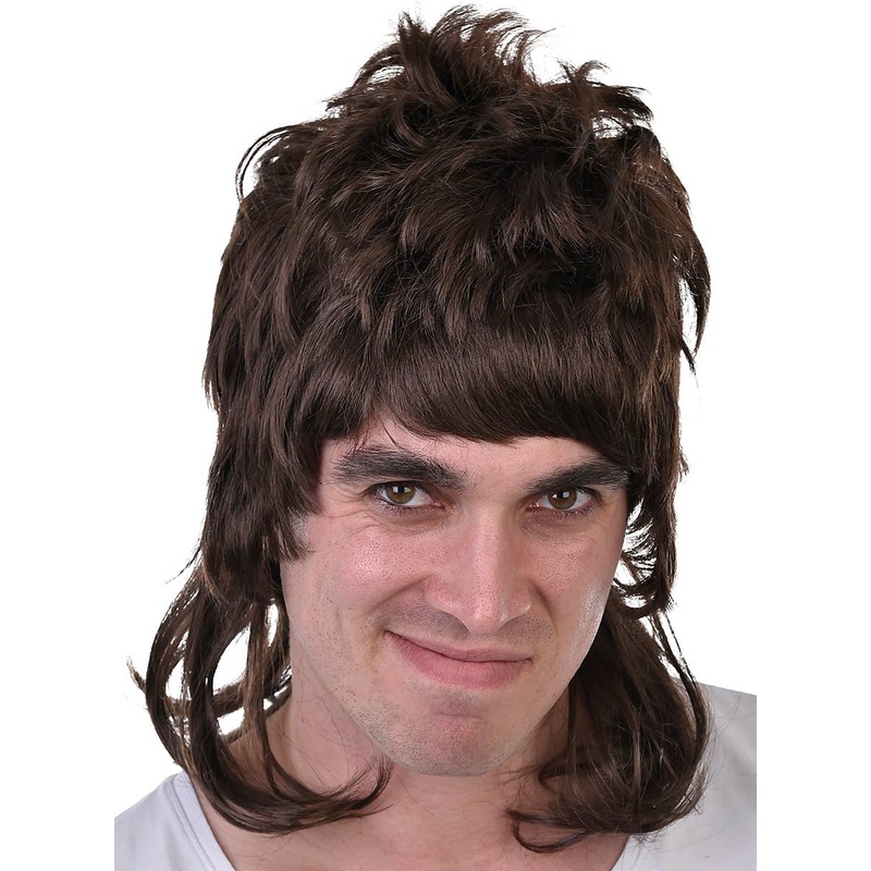 Dazza Mens Brown Bogan Mullet Costume Wig