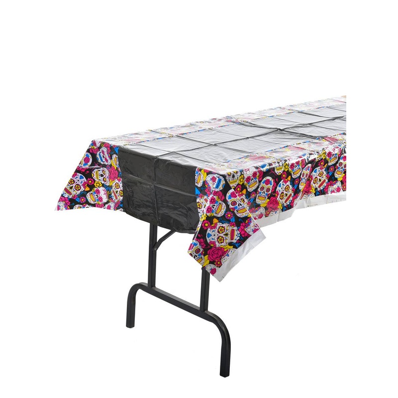 Plastic Day of the Dead Halloween Table Cover