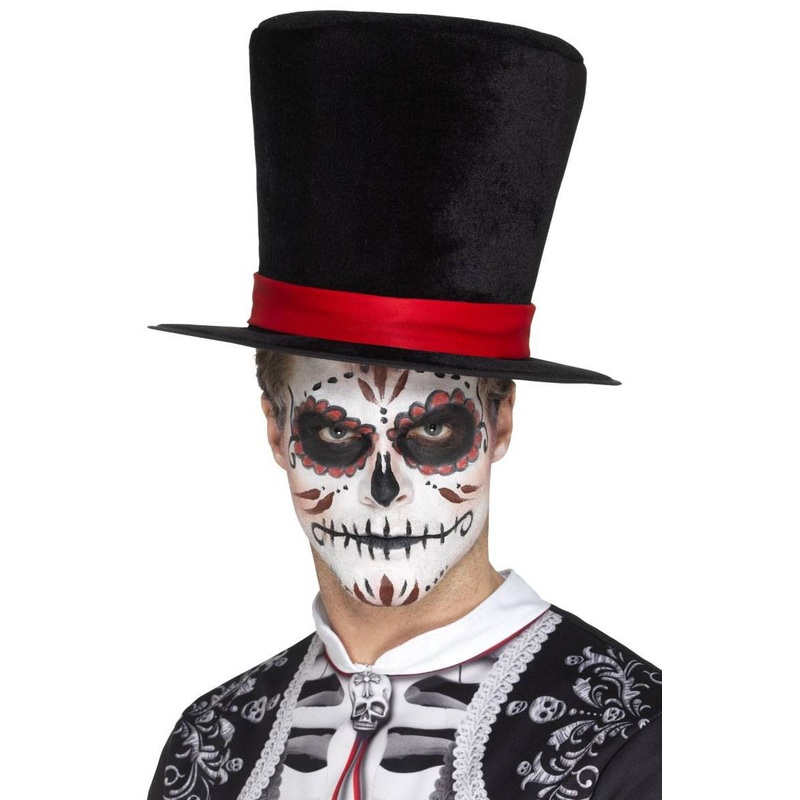 Tall Day of the Dead Adults Black Top Hat