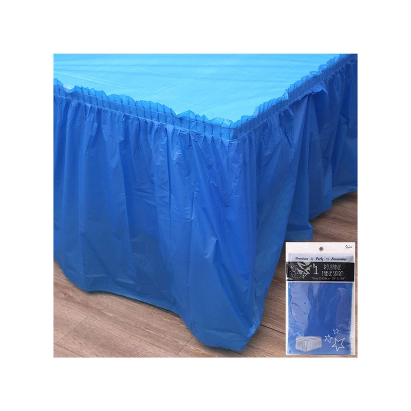 Azure Blue 426cm Plastic Table Skirt