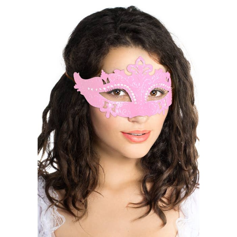 Cut Out Rhinestone Masquerade Mask in Pink