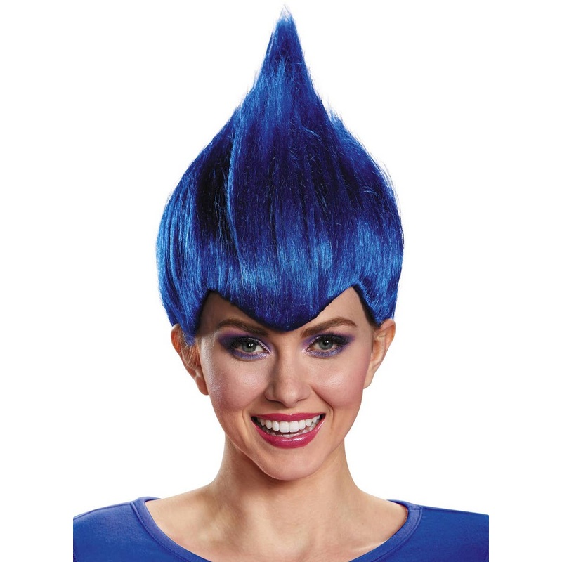 Dark Blue Unisex Adults Wacky Trollz Inspired Costume Wig