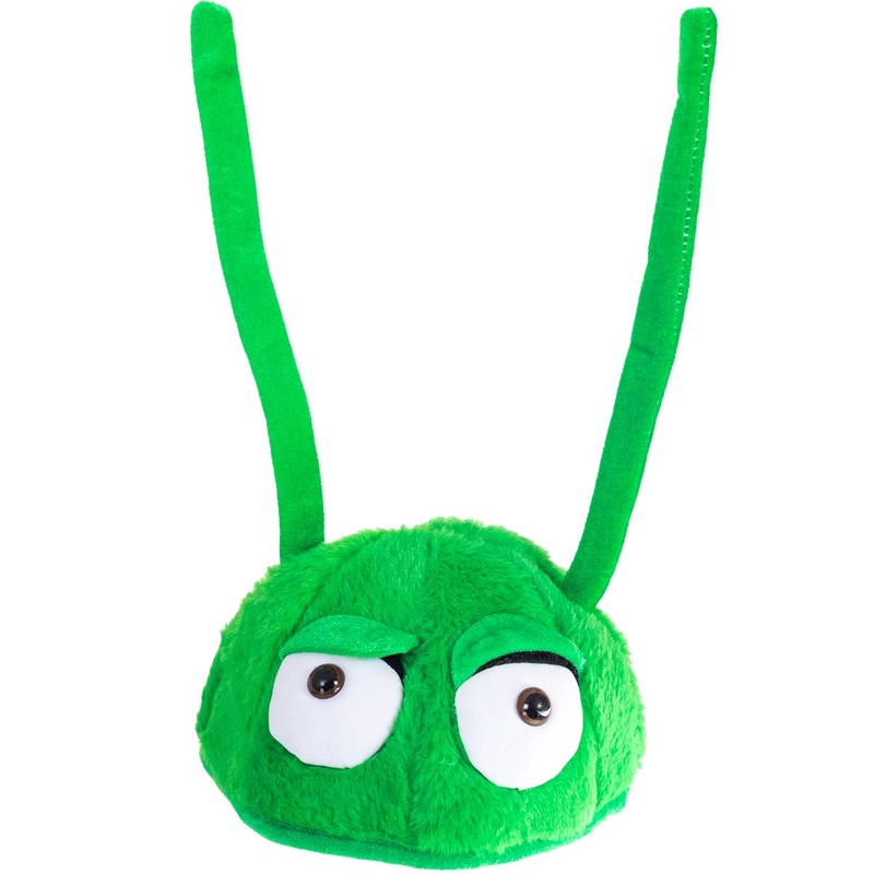 Plush Green Cartoon Alien Costume Hat with Antennae