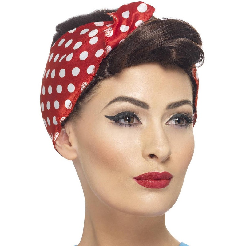 Short Brown Vintage Rosie Womens Costume Wig and Bandanna
