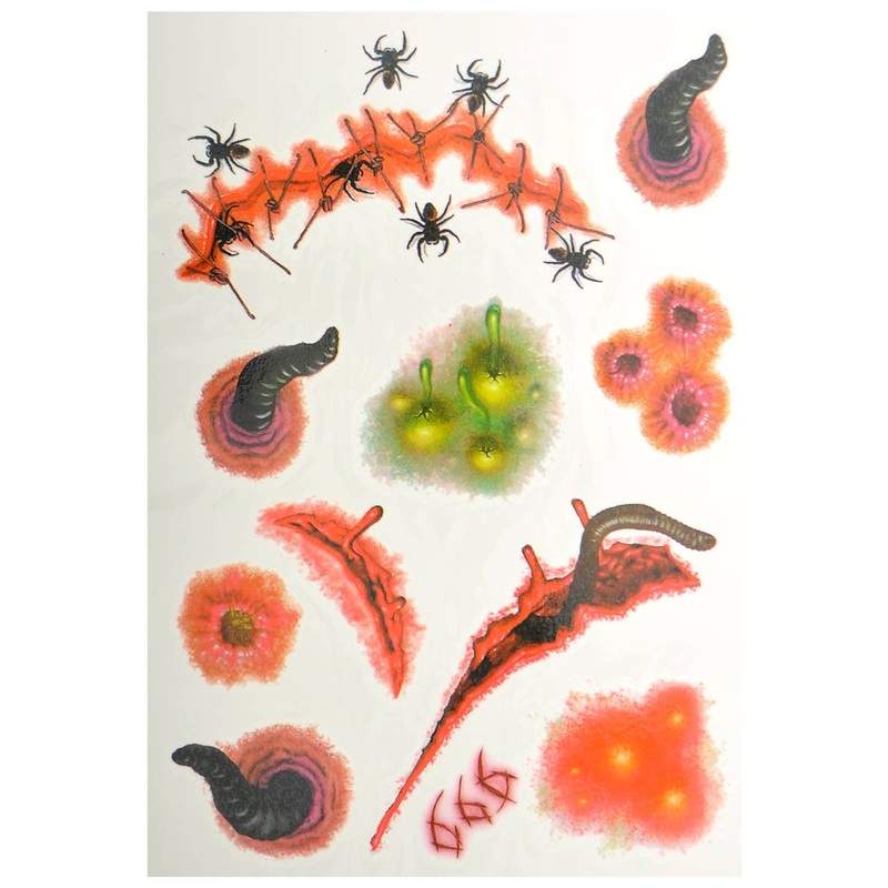 Assorted Creepy Crawly Wounds Temporary Halloween Tattoos