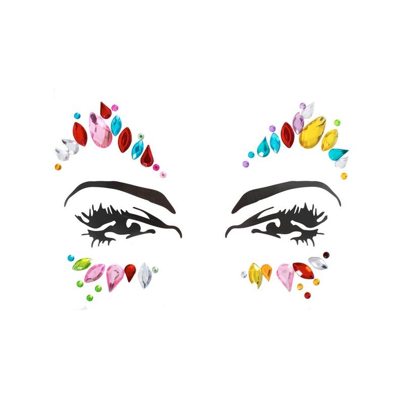 Captivating Rainbow Crystal Diamante Stick On Face Jewels