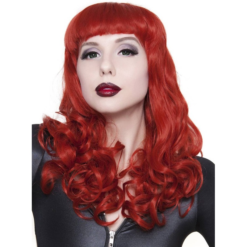 Copper Crush Womens Curly Fashion Wig with Front Fringe
