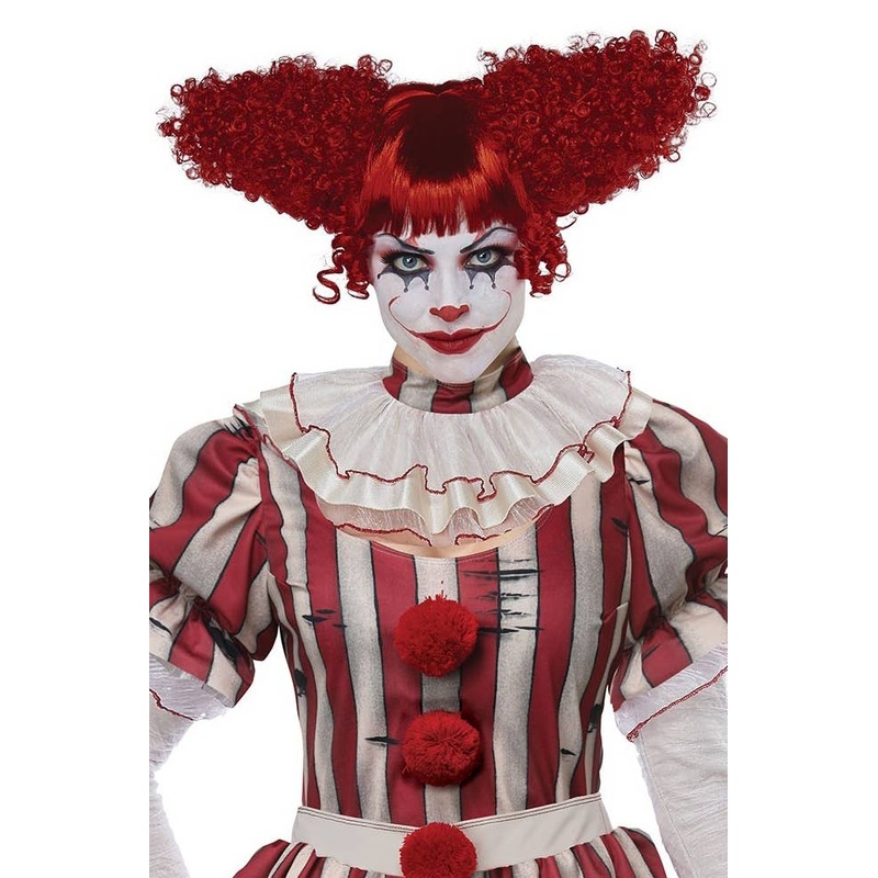 Creepy Clown Womens Red Halloween Costume Wig
