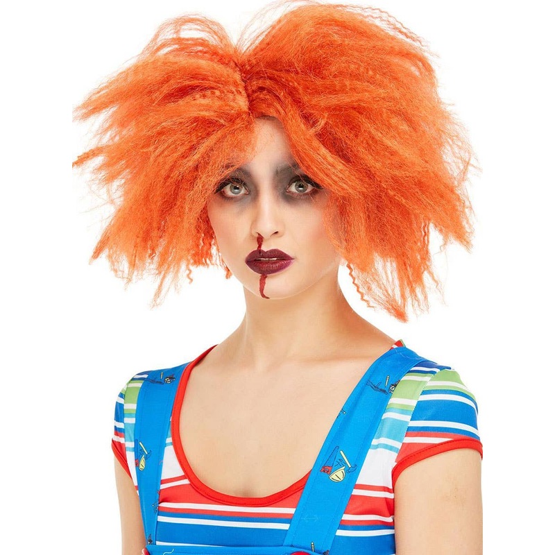 Crimped Orange Womens Chucky Costume Wig