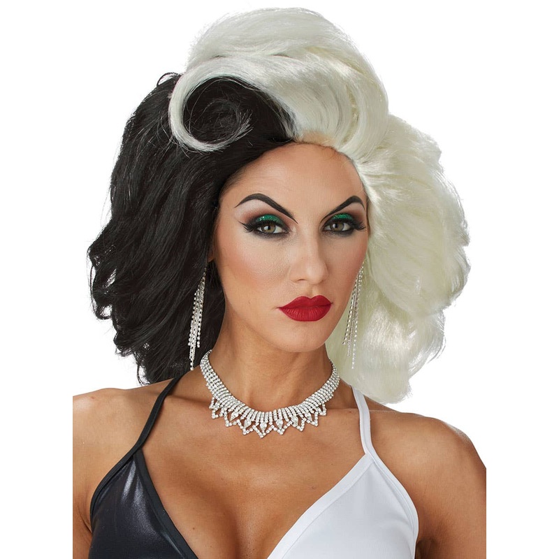 Cruel Diva Womens Black and Blonde Wig