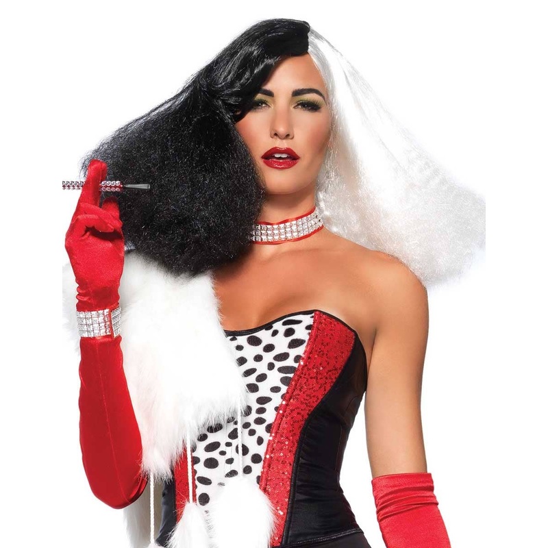 Cruel Diva Womens Black and White Costume Wig