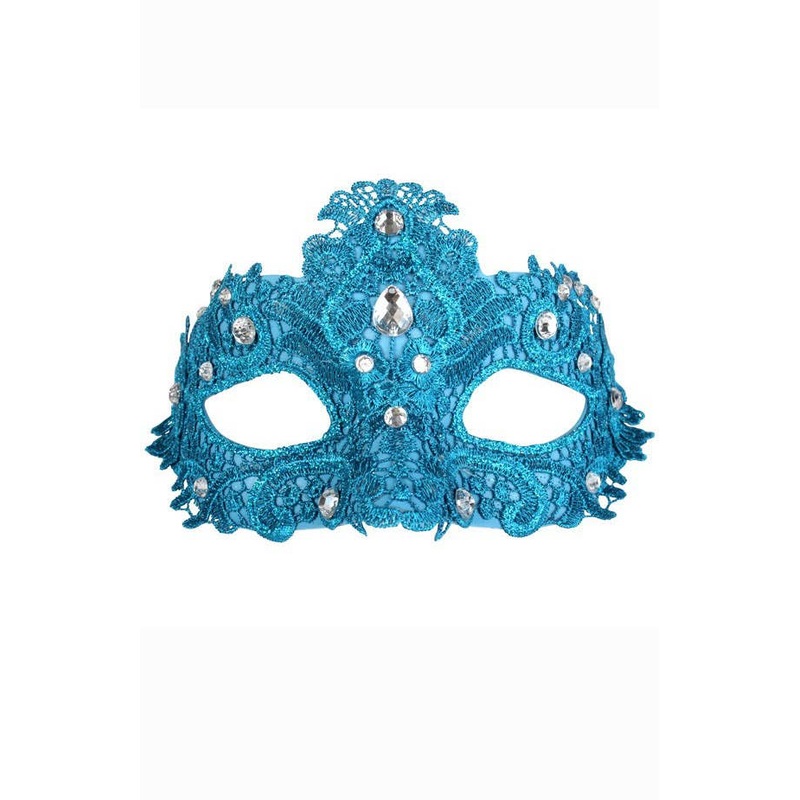 Crystal Blue Lace Adults Masquerade Mask