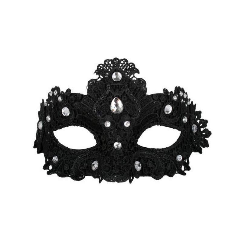Crystal Lace Adults Black Masquerade Mask
