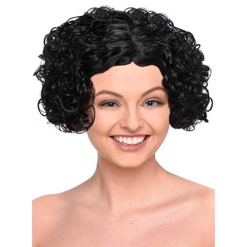 Curly Black Bob Womens 1920s Flapper Costume Wig