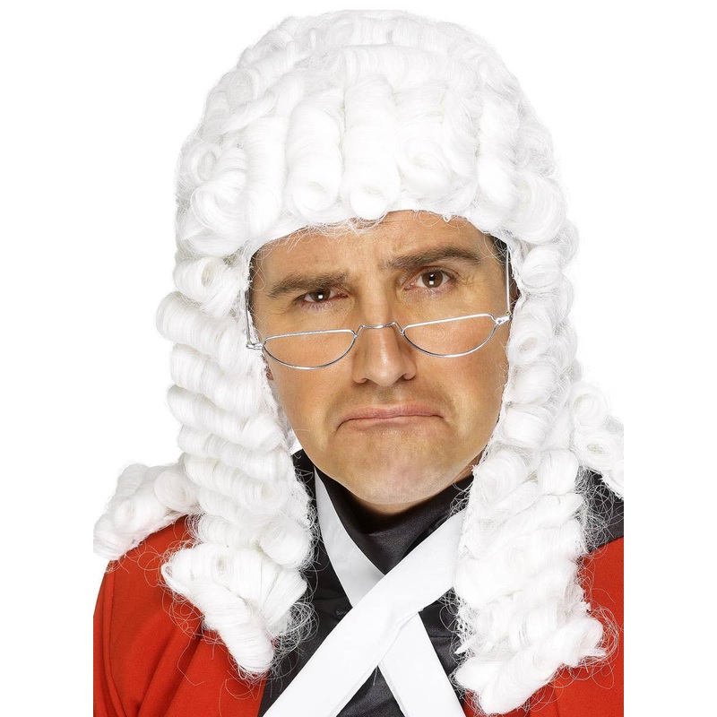 Curly White Adults Honourable Judge Costume Wig