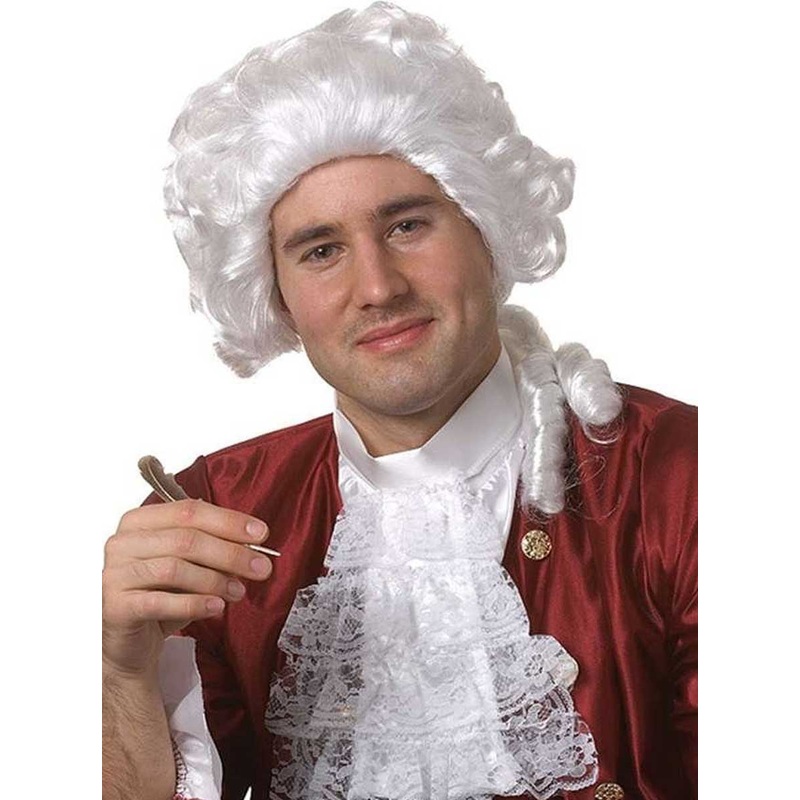 Curly White Colonial Mens Costume Wig