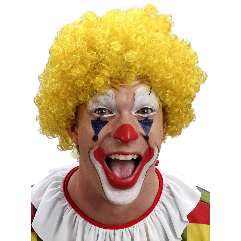 Curly Yellow Clown Afro Costume Wig for Adults