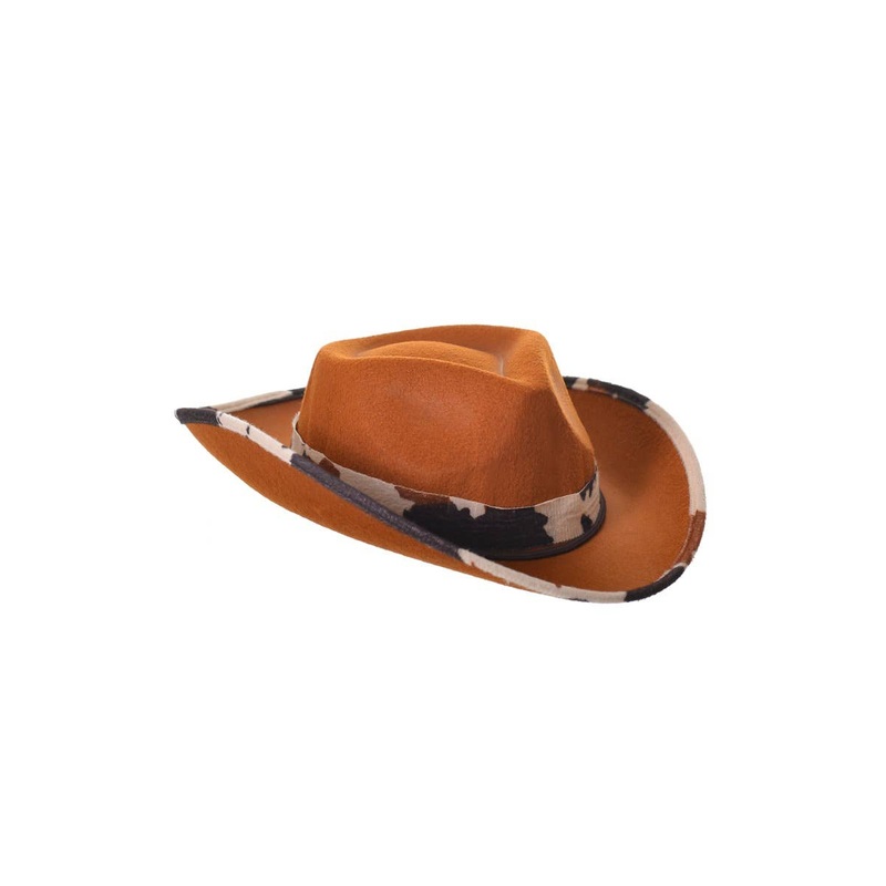 Cowboy Brown Stetson Costume Hat with Cow Print