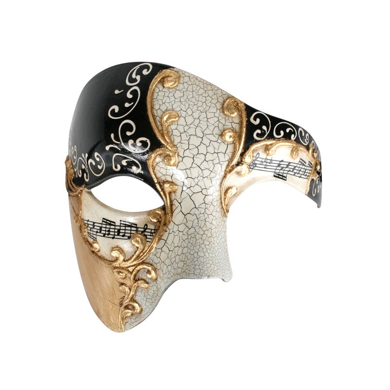 Crackle Paint Mens Cream Over Eye Masquerade Mask