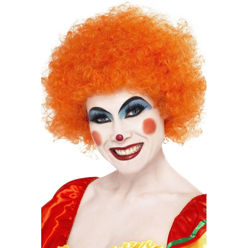 Crazy Clown Orange Unisex Adults Afro Costume Wig
