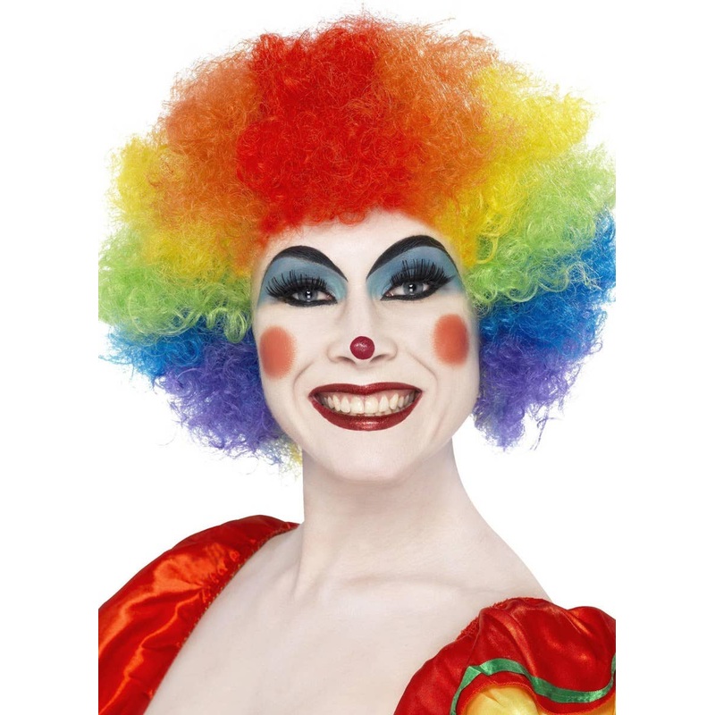 Curly Rainbow Crazy Clown Afro Womens Costume Wig
