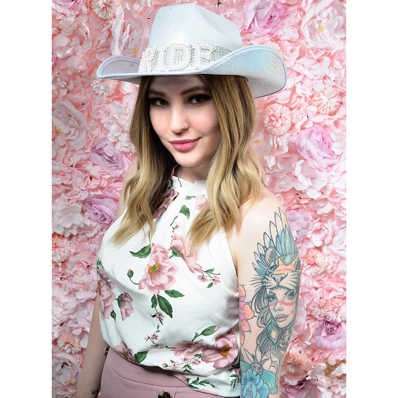 Hens Night White Bride Cowgirl Hat with Diamante Band