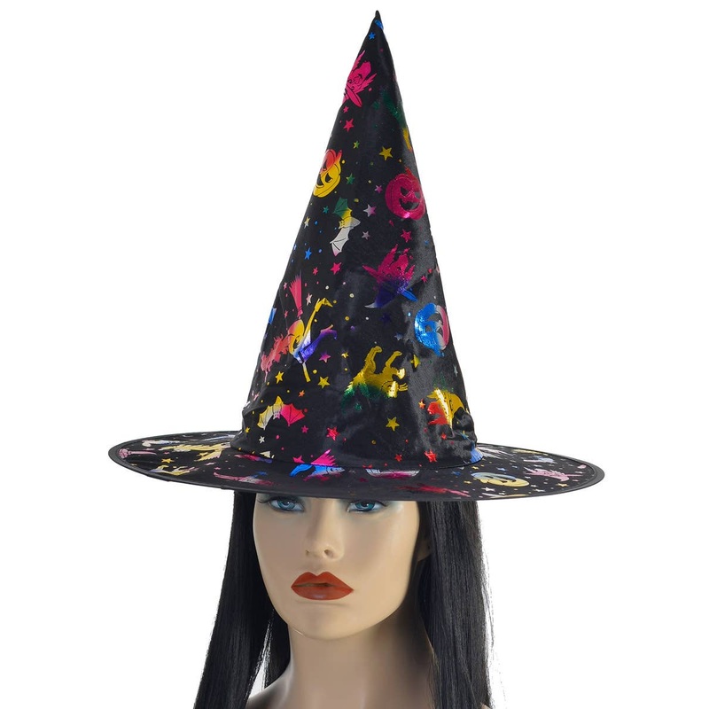 Rainbow Halloween Print Witch Costume Hat