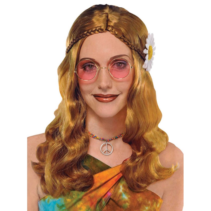 Blush Pink Lens Adults 1960s Hippie Costume Glasses
