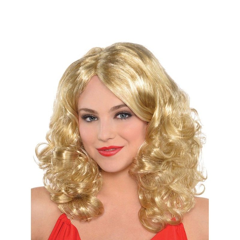 Curly Short Blonde Womens Envy Costume Wig