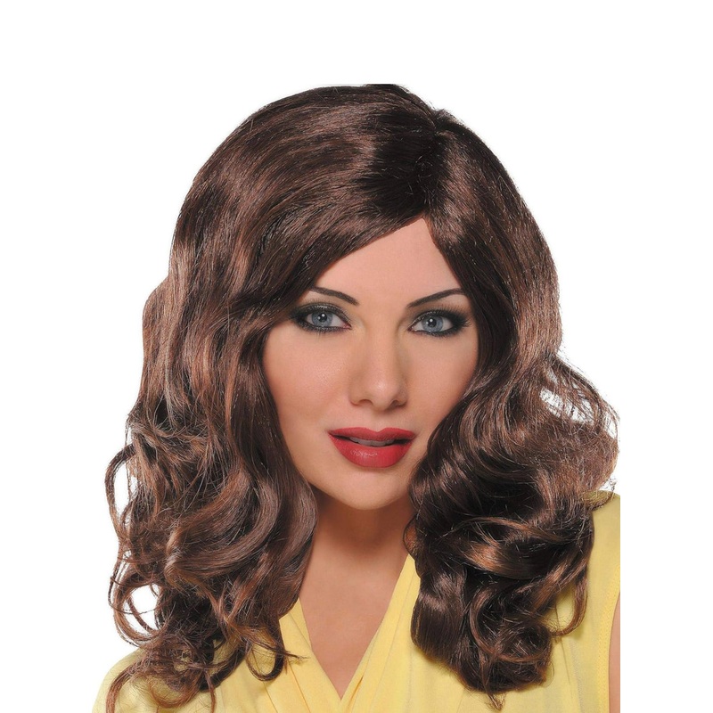 Curly Short Brown Womens Envy Costume Wig