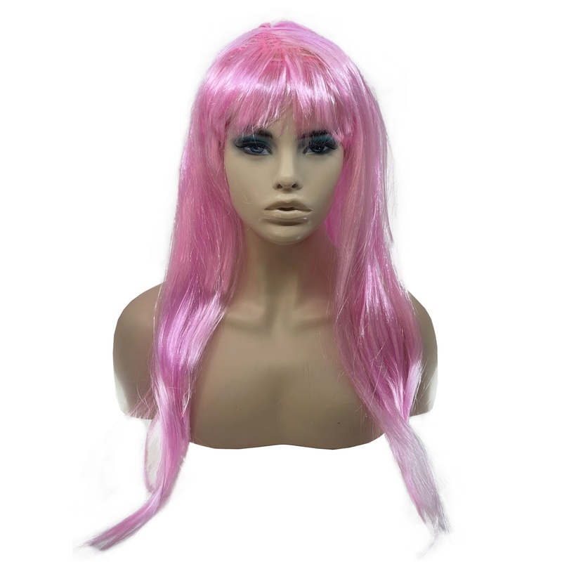 Long Light Pink Adults Costume Wig