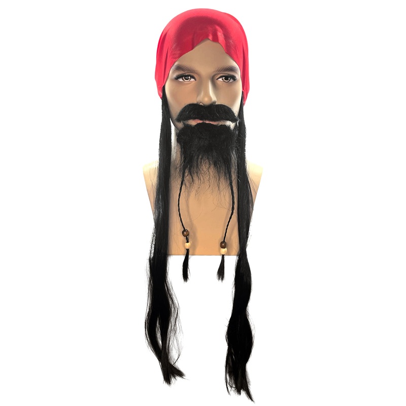 Pirate Bandana Wig and Beard Costume set