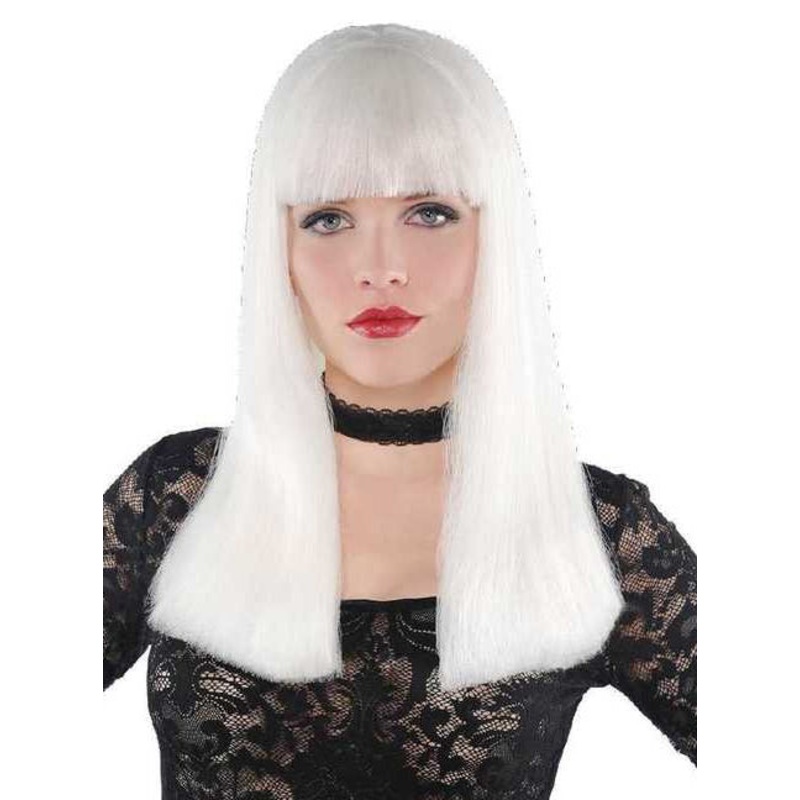 Stylish Womens White Electra Costume Wig with Fringe