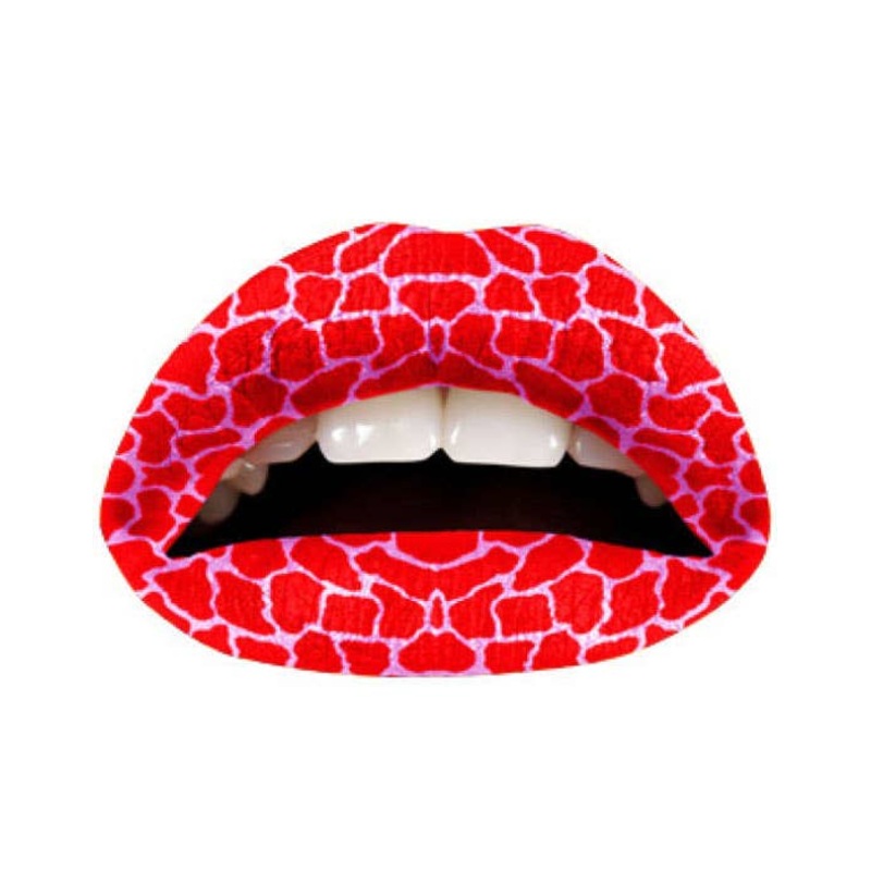 Violent Lips Coral Giraffe Print Temporary Lip Tattoos