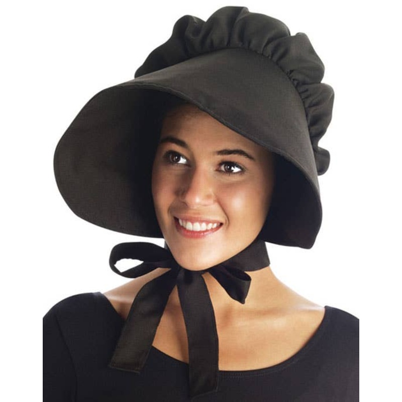 Colonial Black Bonnet Womens Costume Hat