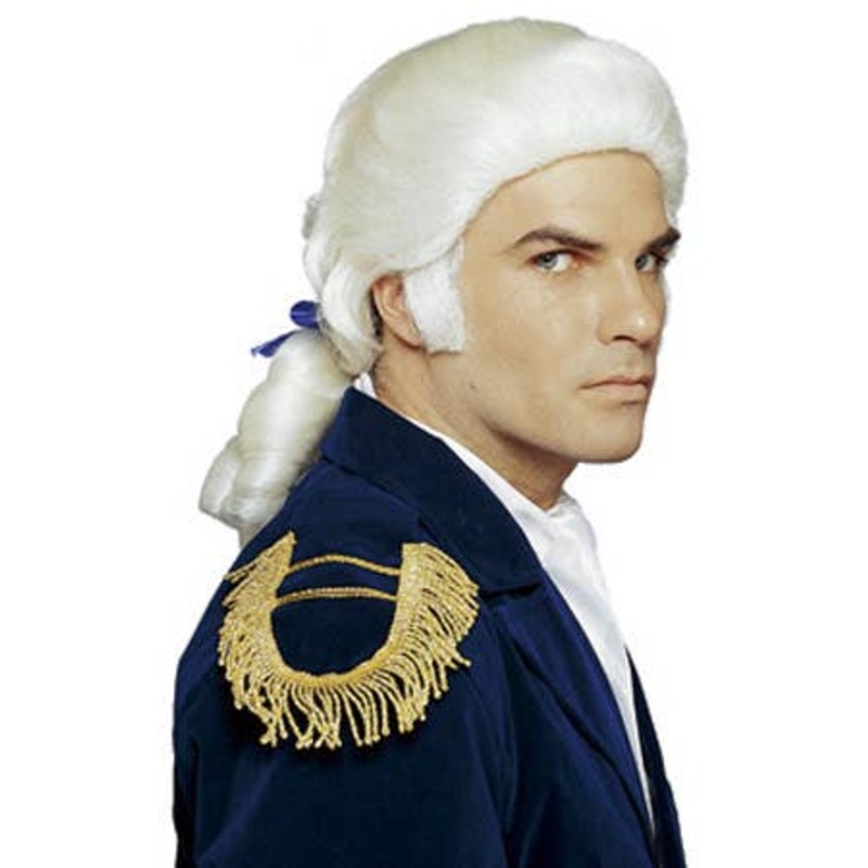 Colonial Mens White Aristocrat Costume Wig