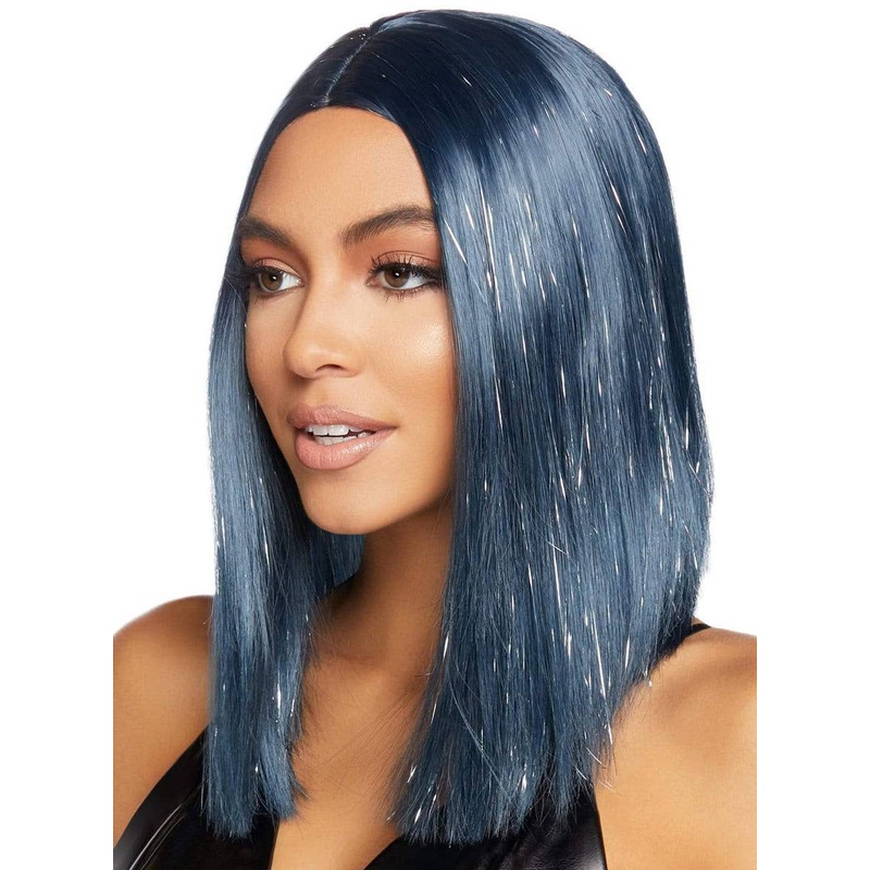 Concave Womens Midnight Blue Tinsel Highlight Costume Wig
