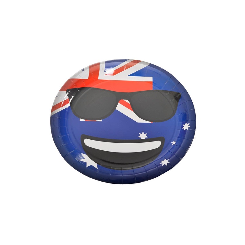 Cool Dude Emoji Oval Aussie Party Plates – 6 Pack