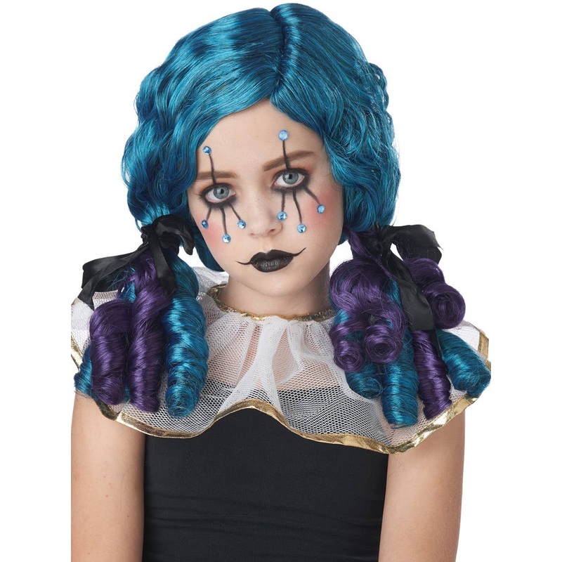 Dolly Girls Curly Blue and Purple Pigtails Costume Wig