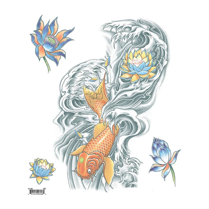 Extra Large Colourful Koi Fish Temporary Costume Tattoo