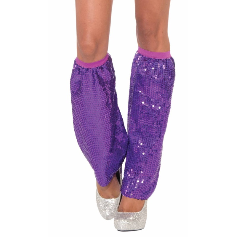 Sequinned Sparkly Purple Costume Leg Warmers